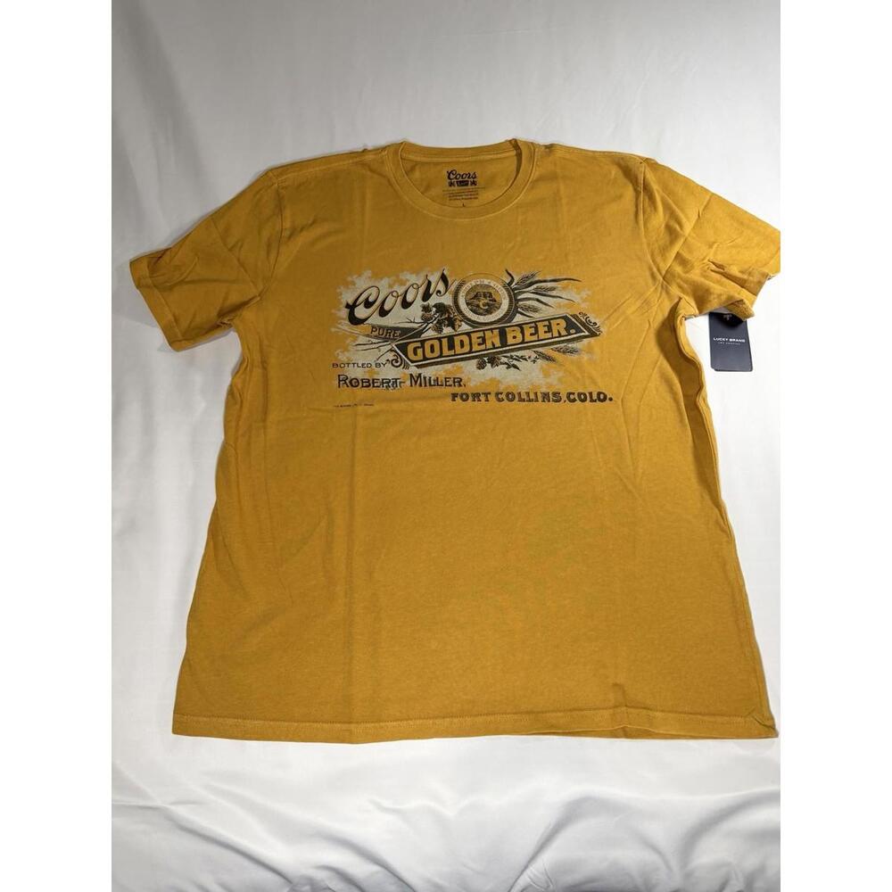 Coors Golden Beer‎ T Shirt Mens Large Mustard Yellow Graphic Tee NWT